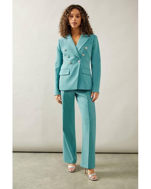 Wallis Blue Double Breasted Button Detail Blazer