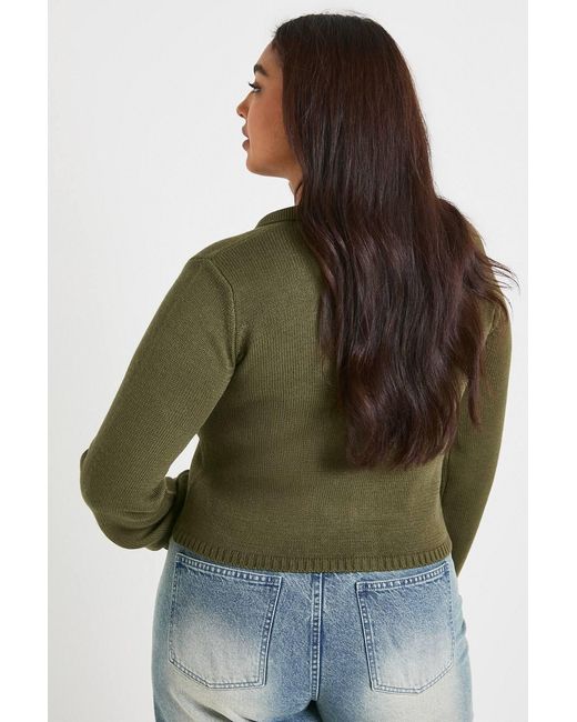 Boohoo Green Plus Collared Button Down Top