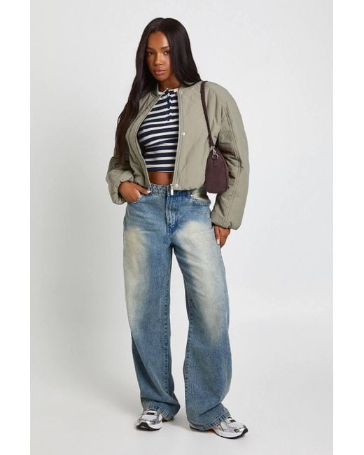 Boohoo Women's Blue Oversized Bomber Jacket