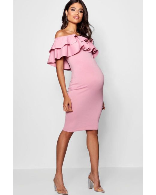 boohoo maternity pink dress
