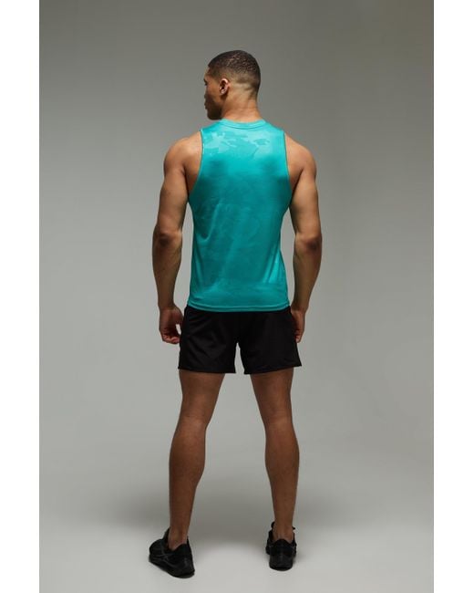 BoohooMAN Green Active Camo Performance Regular Fit Tank for men