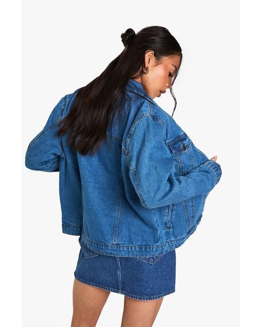 Boohoo Blue Washed Denim Jacket