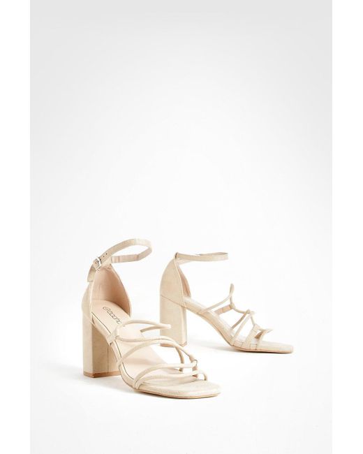 Boohoo White Wide Fit Strappy Block Heeled Sandals