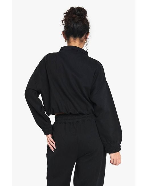 Boohoo Blue Collared Bomber Jacket