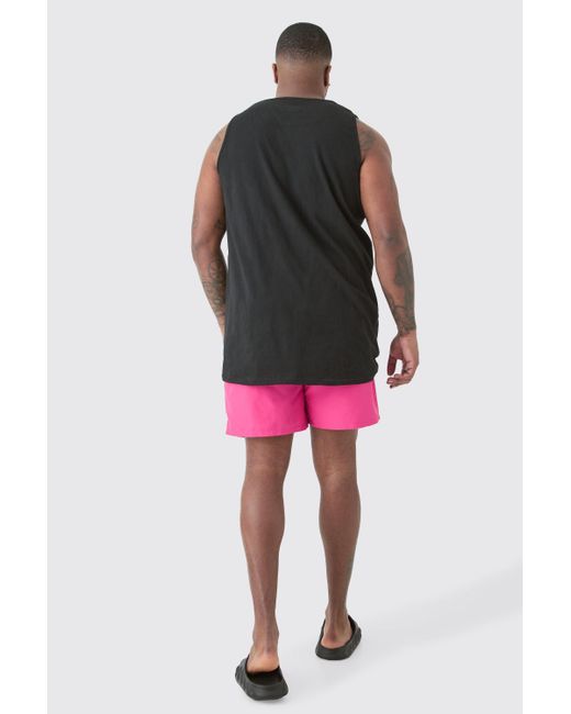 Boohoo Pink Plus Mid Length Swim Short