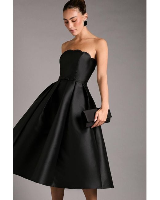 Coast Black Scalloped Strapless Midi Dress