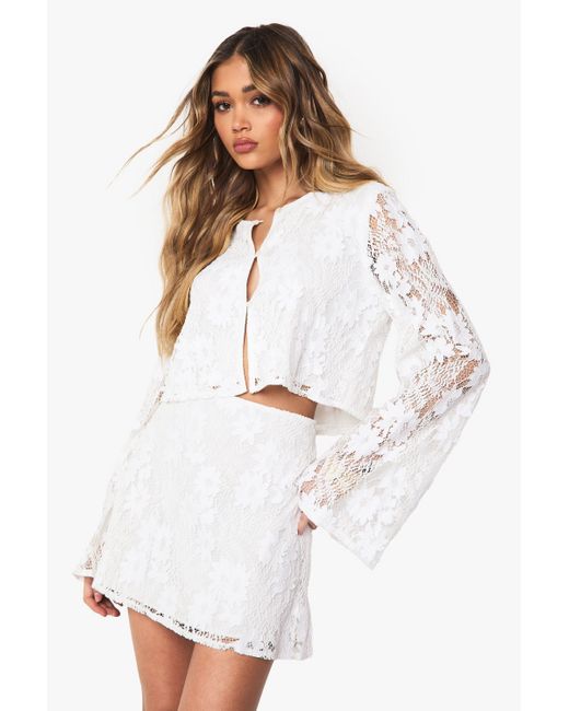 Boohoo White Crochet Mini Skirt