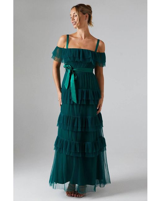 green tiered bridesmaid dress Joyfolie Women's Zayla Boho Dress in Seaglass | Boho Maxi