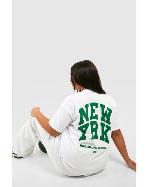 Boohoo White Plus New York Back Print T-shirt