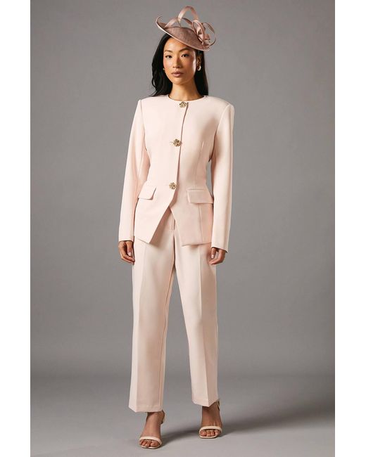 Coast Natural Rose Button Long Sleeve Tailored Jacket