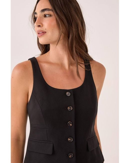 Nasty Gal Black Tailored Scoop Neck Button Through Waistcoat