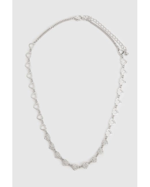 Embellished Heart Necklace Boohoo de color White