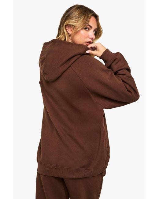 Boohoo Brown Raglan Seam Oversized Hoodie
