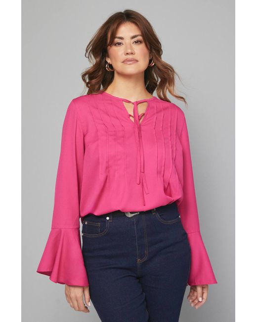 Wallis Pink Pintuck Tie Detail Blouse