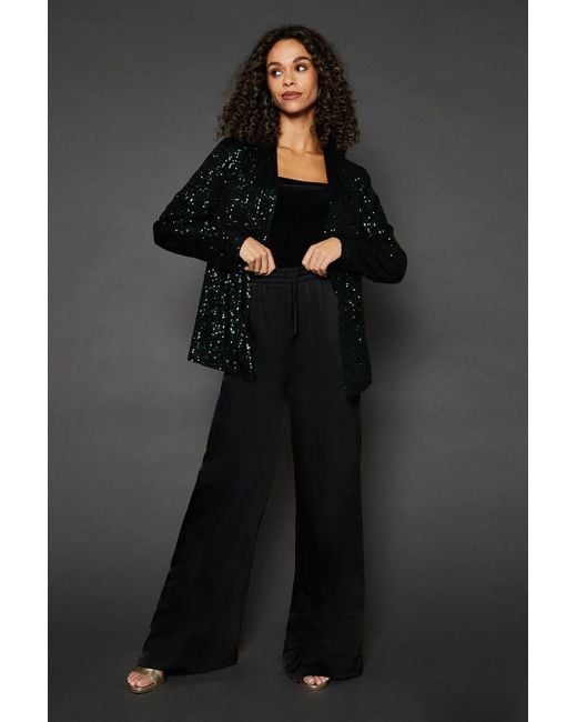 Wallis Black Sequin Waterfall Jacket