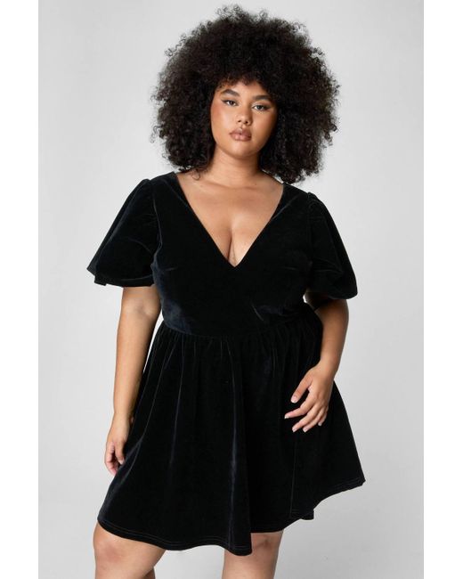 nasty gal skater dress Nasty Gal Im Yours Fit And Flare Scalloped Navy Blue Skater Dress Pockets XXS