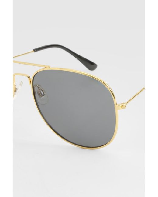 Gold Frame Aviator Sunglasses Boohoo de color White