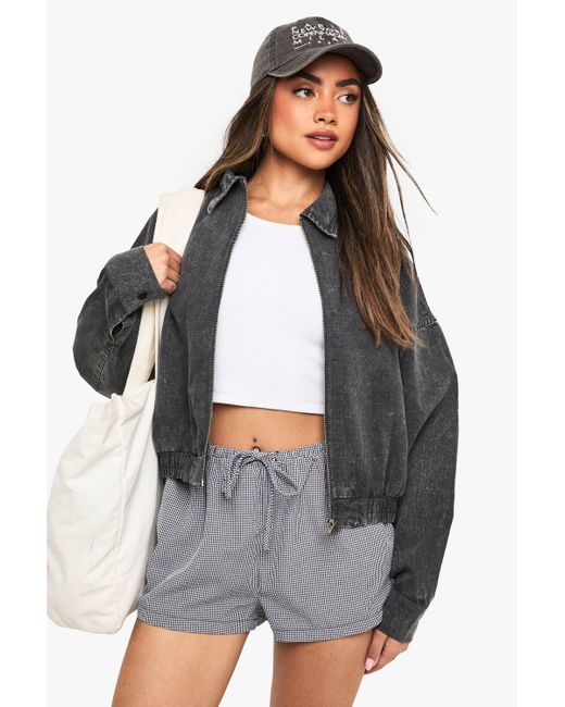 Boohoo Gray Washed Bomber Jacket