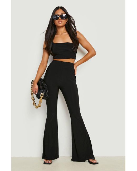 Boohoo Petite High Waist Slinky Flared 