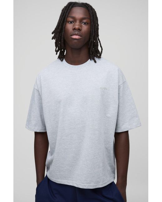 Hombre. Camiseta Oversize Recta Con Cuello De Caja Boohoo de color White