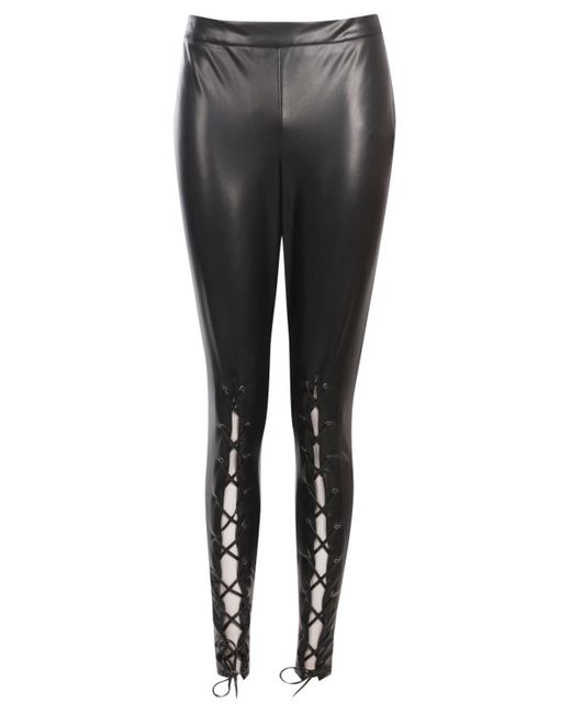 lace up front leather pants