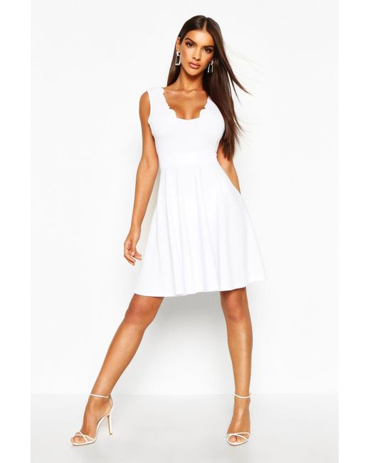 boohoo white skater dress