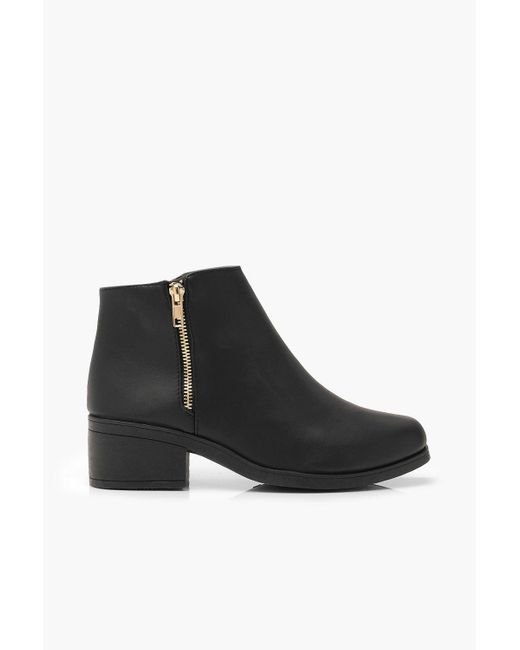 block heel zip side ankle boots
