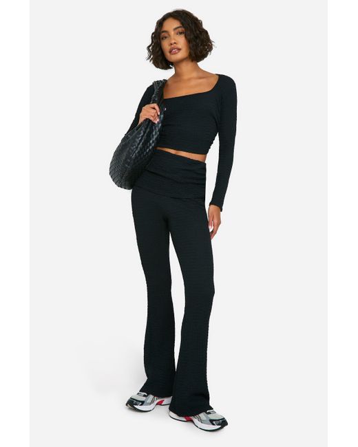 Boohoo Black Crinkle Co-ord Set