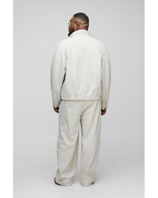 BoohooMAN Gray Plus Pleat Front Wide Leg Pants for men