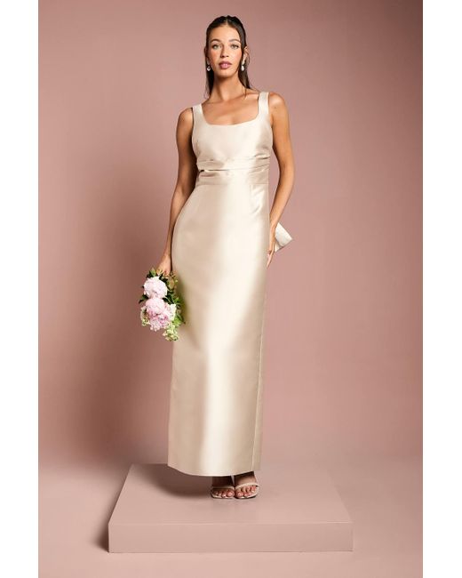Coast Pink Twill Sleeveless Column Bridesmaid Dress With Statement Bow Back