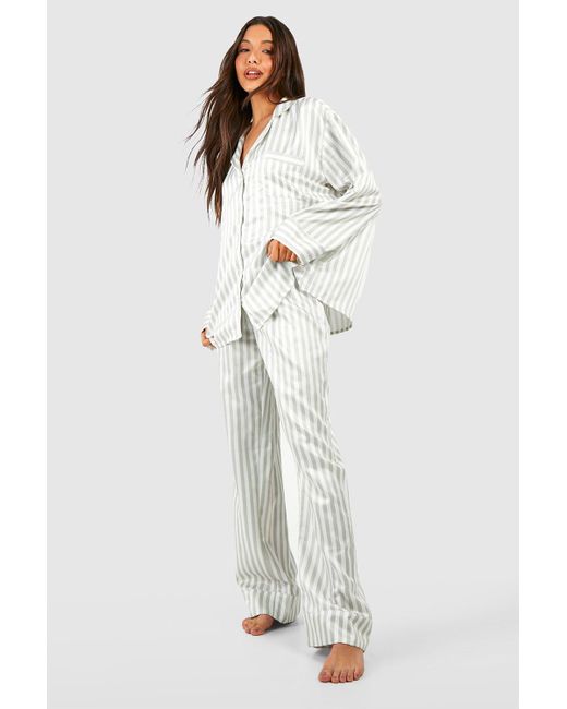Boohoo Multicolor Satin Stripe Pyjama Set