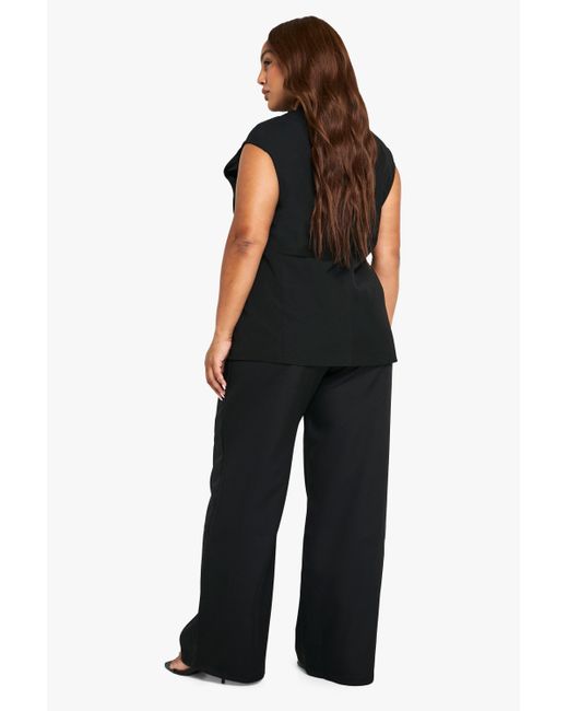 Boohoo Black Plus Woven Tailored Wide Leg Trouser