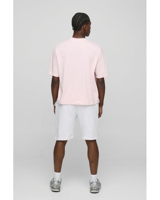 Hombre. Camiseta Oversize Recta Con Cuello De Caja Boohoo de color Pink