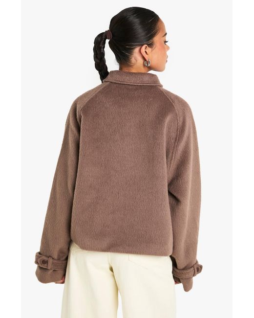 Boohoo Brown Wool Look Collar Jacket