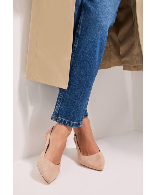Dorothy Perkins Blue Wide Fit Dova Slingback Kitten Heel Court Shoes