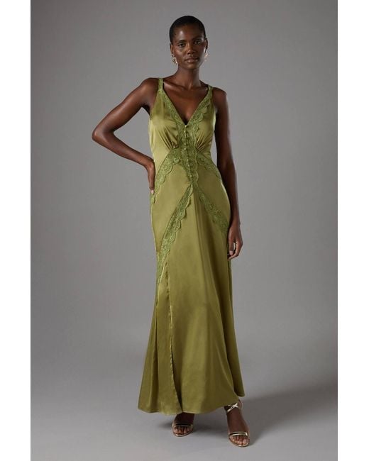 Coast Lace Trim Maxi Dress in Green | Lyst Coast Lace Trim Maxi Dress in Green | Lyst