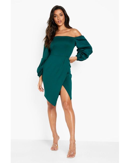 Long Sleeve Wrap Mini Dress 