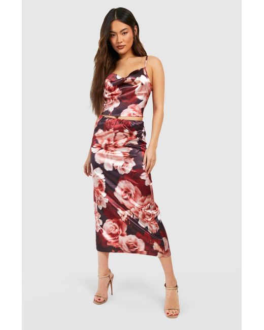 Satin Cup Detail Midi Slip Dress