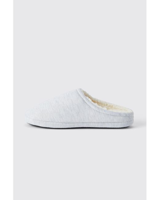 Boohoo White Embroidered Jersey Slippers