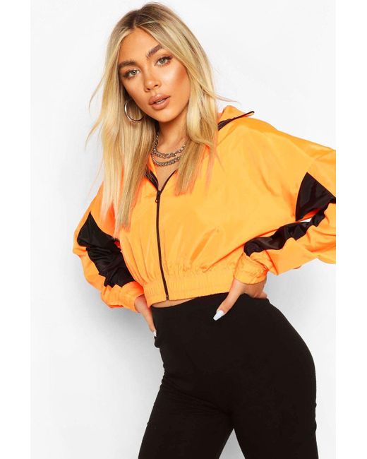 hooded panelled windbreaker