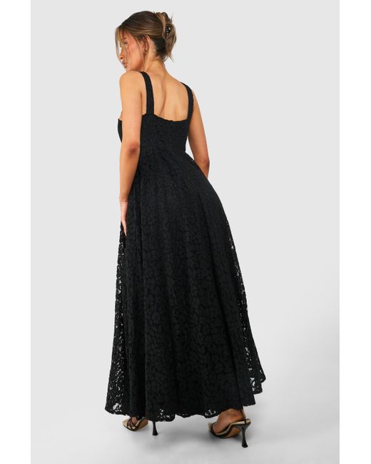 Boohoo Black Corset Lace Maxi Dress