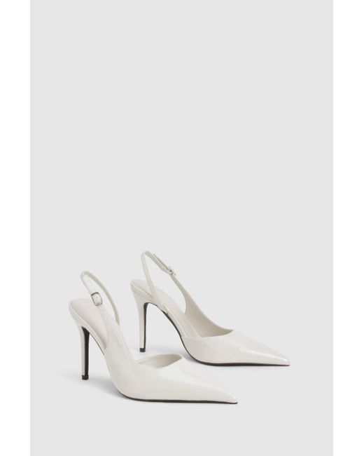 Boohoo White High Heeled Slingback Court Shoe Heels