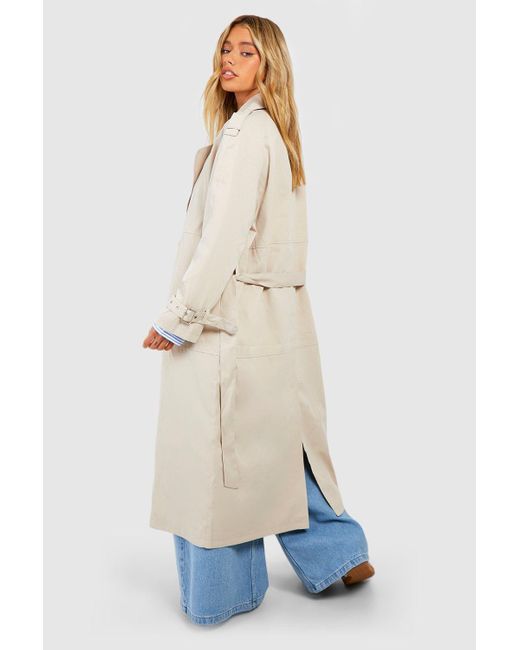 Boohoo Blue Oversized Belted Maxi Trench
