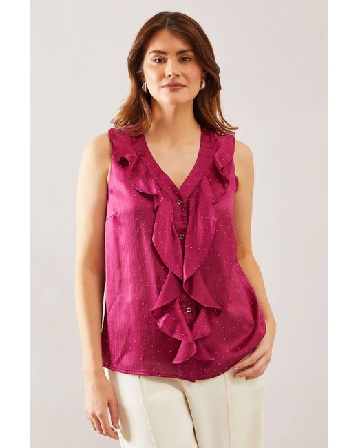 Wallis Pink Hotfix Ruffle Sleeveless Blouse