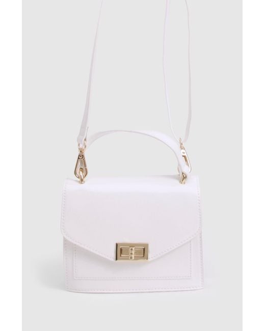 Boohoo Natural Structured Patent Cross Body Bag