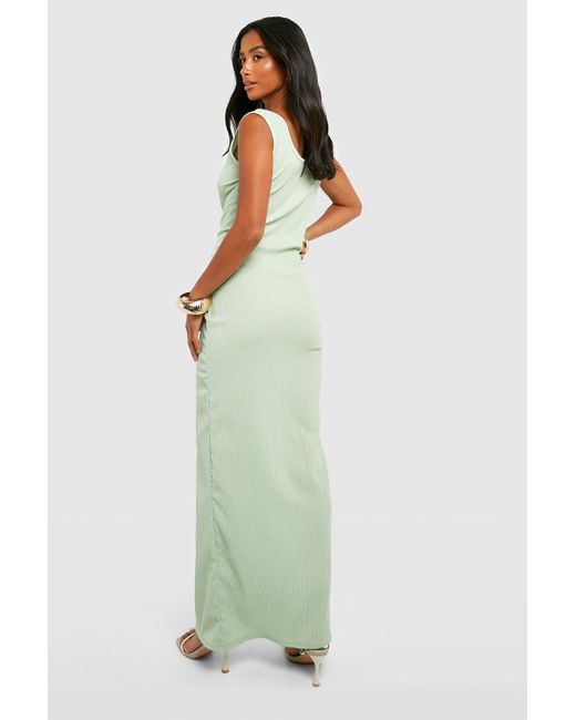Boohoo Petite Textured Maxi Dress in Green | Lyst