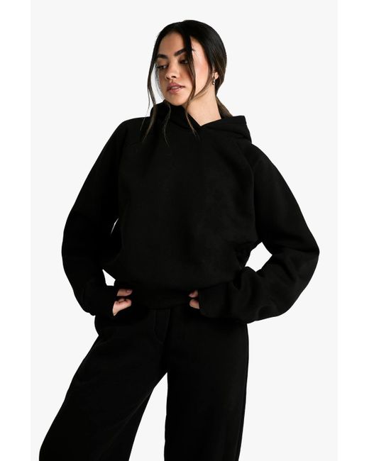 Boohoo Black Deep Hem Oversized Hoodie