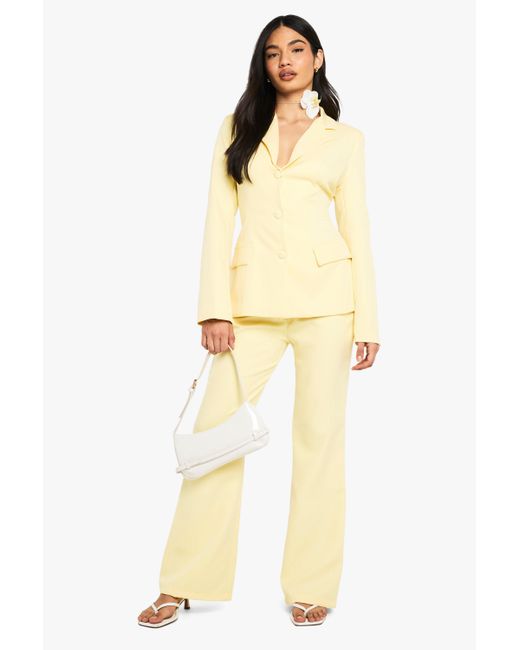 Boohoo Yellow Slim Flare Tailored Trouser