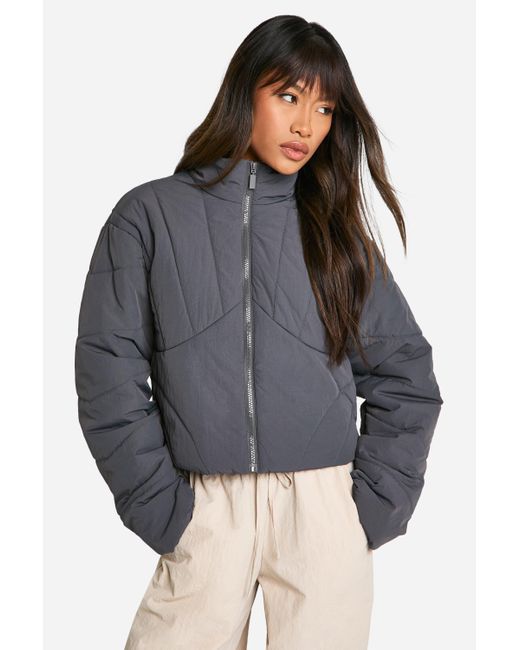Boohoo Gray Seam Detail Puffer Jacket