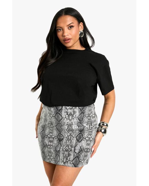 Boohoo Black Plus Sequin Snake Mini Skirt